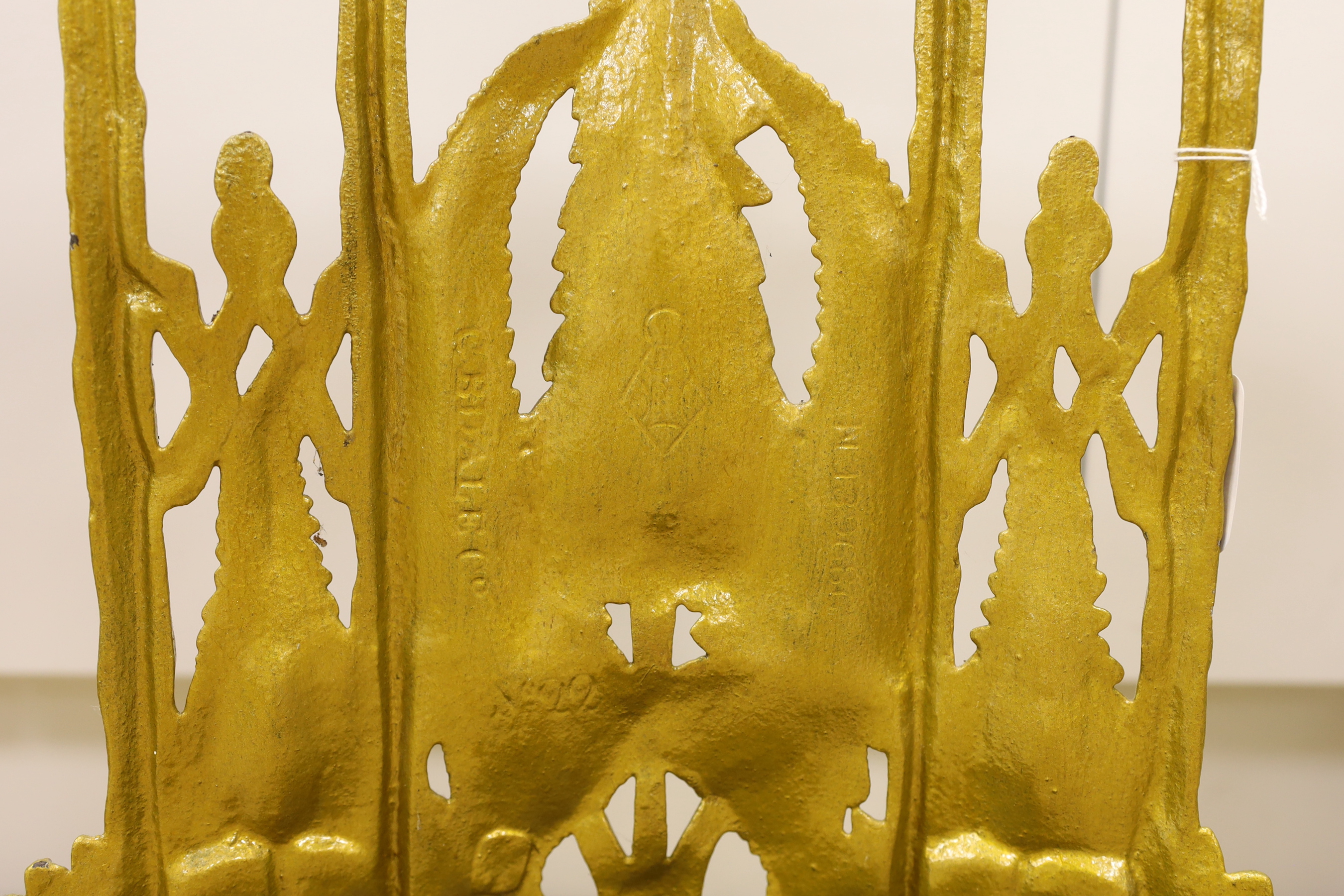 A Victorian fern leaf designed cast iron stick stand, 58cm high